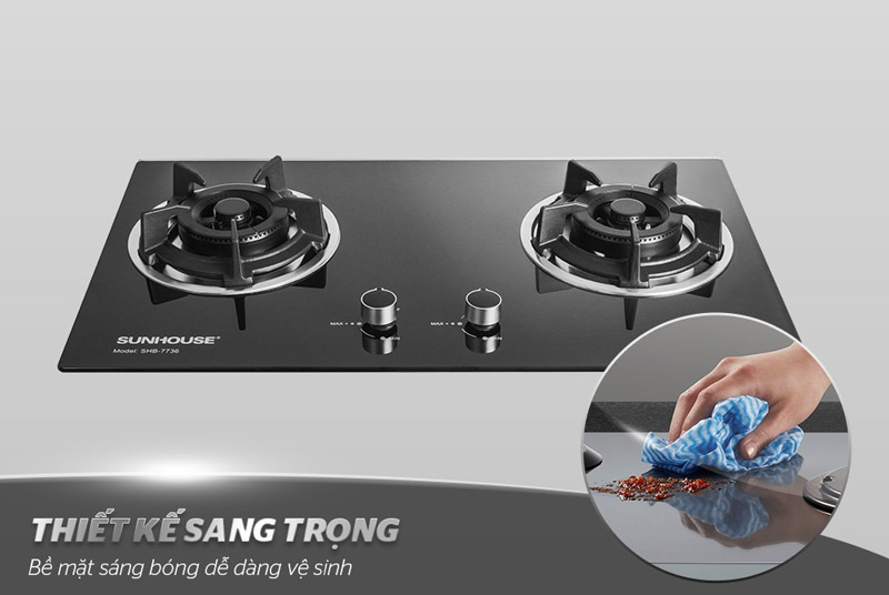 Bếp gas âm kính sunhouse shb7736 11 Bếp gas âm kính SUNHOUSE SHB7736