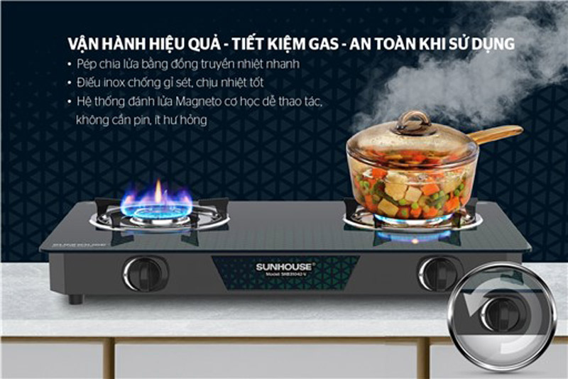 Bếp gas dương kính SUNHOUSE SHB31042-V