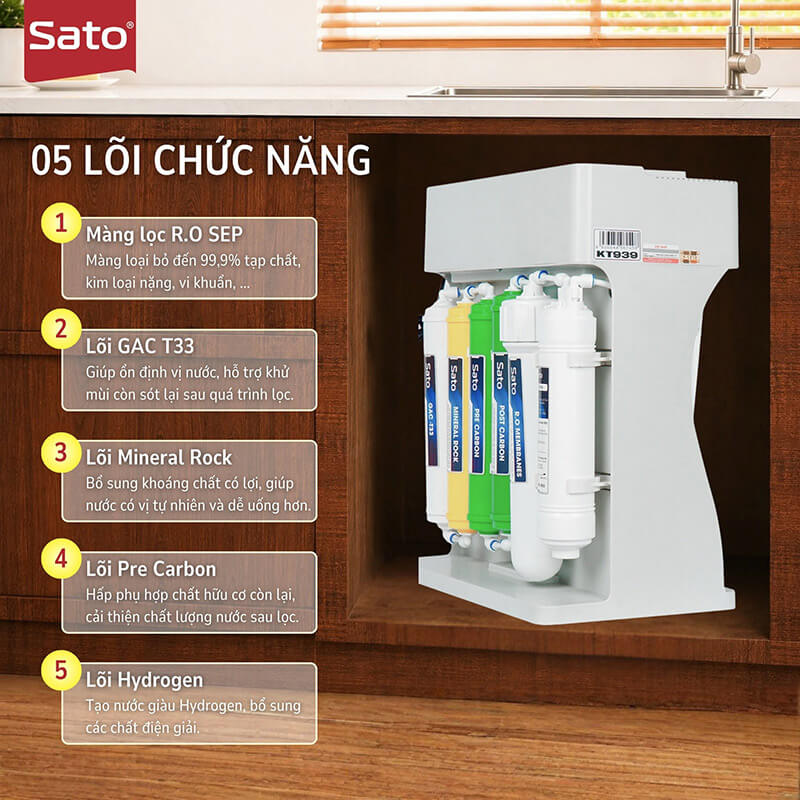 Máy lọc nước sato kt939t 10 Máy lọc nước Sato để gầm RO KT939T