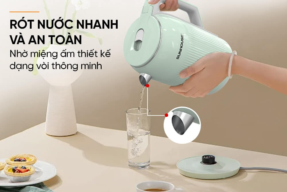Ấm siêu tốc inox 2 lớp 2. 8l sunhouse shd1364 8 Ấm siêu tốc inox 2 lớp 2.8L Sunhouse SHD1364