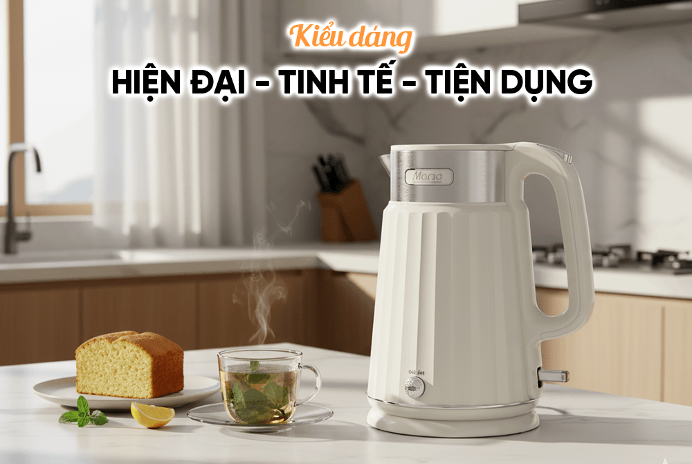 Ấm siêu tốc inox 2 lớp 2L Sunhouse Mama SHD1395 thiết kế hiện đại, tinh tế