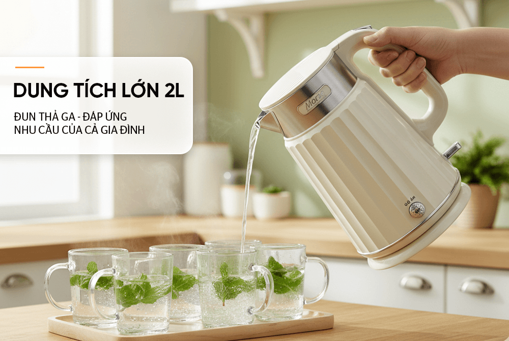 Ấm siêu tốc inox 2 lớp 2L Sunhouse Mama SHD1395 dung tích lớn