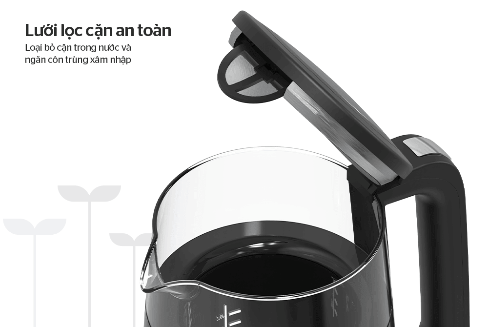 Ấm siêu tốc thủy tinh 1. 7l sunhouse mama shd1333 10 Ấm siêu tốc thủy tinh 1.7L Sunhouse Mama SHD1333 tích hợp lưới lọc cặn