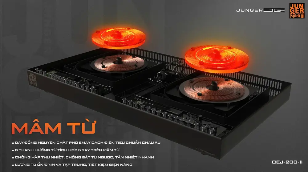 Bếp từ đôi junger jg cej-200-ii 9 Bếp từ đôi Junger JG CEJ-200-II sở hữu mâm từ đồng nguyên chất với loạt tính năng thông minh và tiết kiệm năng lượng
