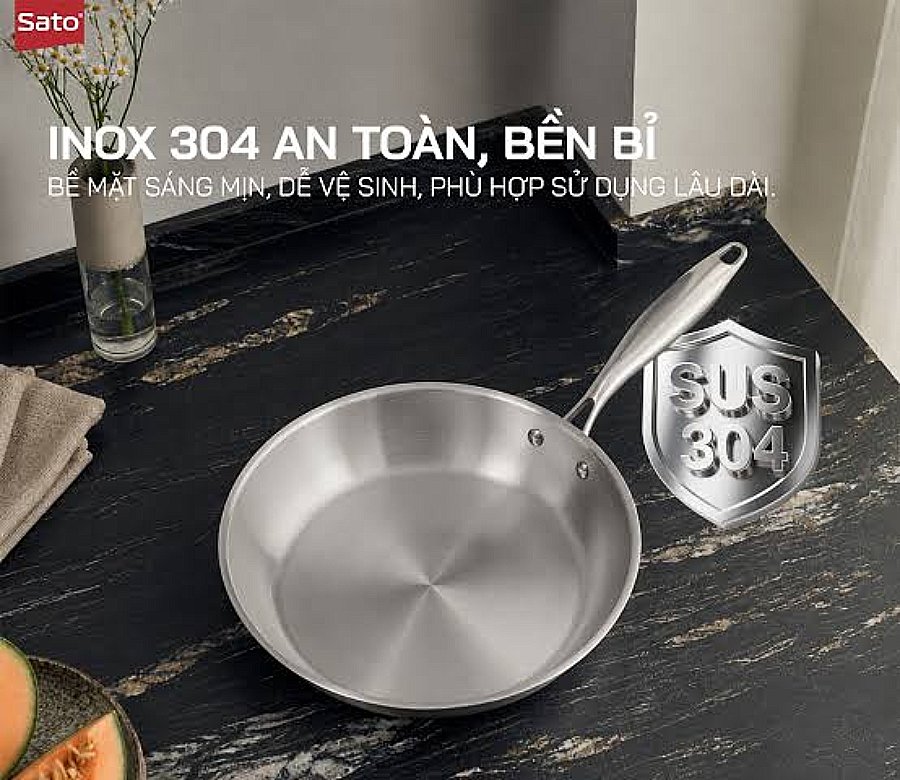 Chảo inox sato 26ch012 8 Chảo Inox Sato 26CH012 inox 304 an toàn bền bỉ