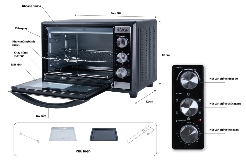 LÒ NƯỚNG 40L SUNHOUSE MAMA SHD4240 tổng quan