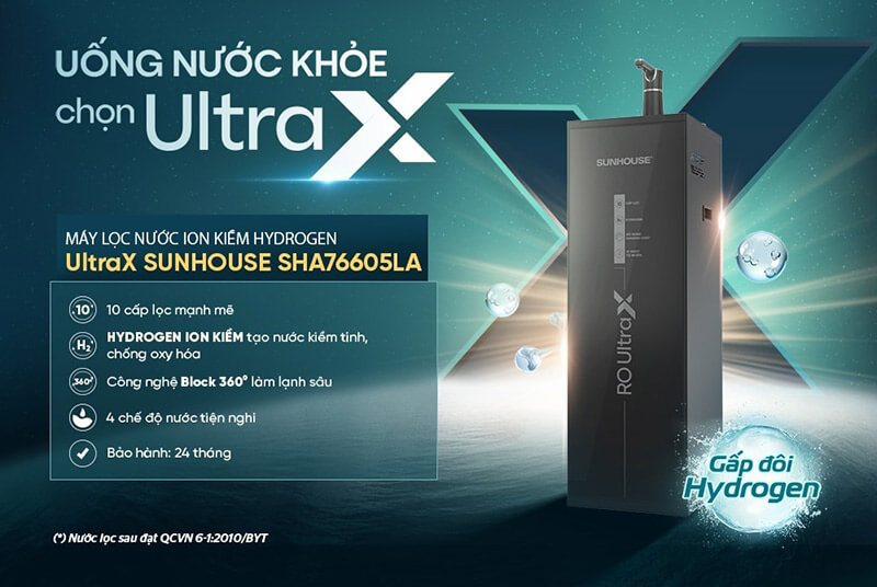 Máy lọc nước RO ion kiềm Hydrogen SUNHOUSE