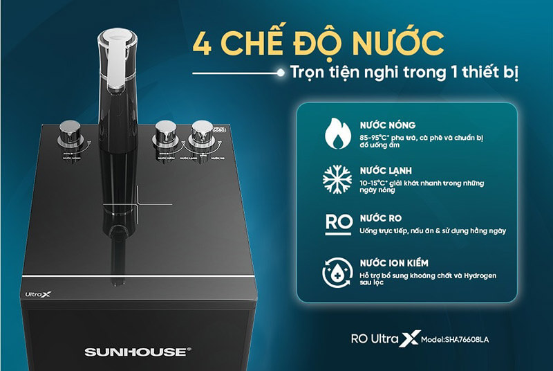 Máy lọc nước ro ion kiềm hydrogen ultrax sunhouse sha76608la 11 Máy lọc nước RO ion kiềm Hydrogen UltraX SUNHOUSE