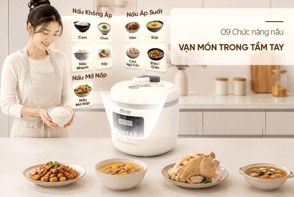Nồi áp suất điện tử đa năng 5L Sunhouse Mama SHD1587 đa dạng chức năng