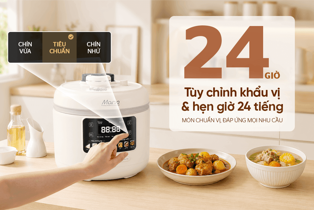 Nồi áp suất điện tử đa năng 5L Sunhouse Mama SHD1587 hẹn giờ lên đến 24h