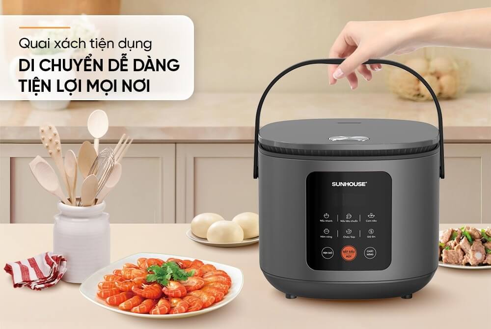 Nồi cơm điện tử 1. 5l sunhouse shd8825 12 Nồi cơm điện tử 1.8L Sunhouse SHD8916 thiết kế hiện đại