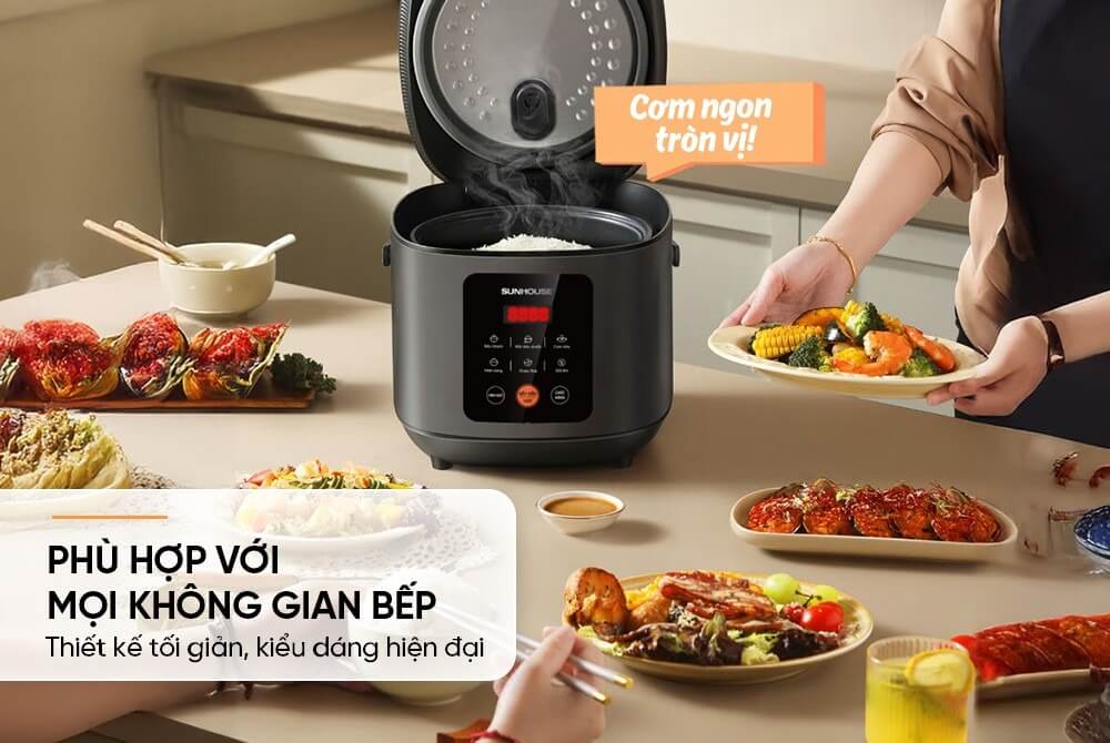 Nồi cơm điện tử 1. 5l sunhouse shd8825 8 Nồi cơm điện tử 1.5L Sunhouse SHD8825