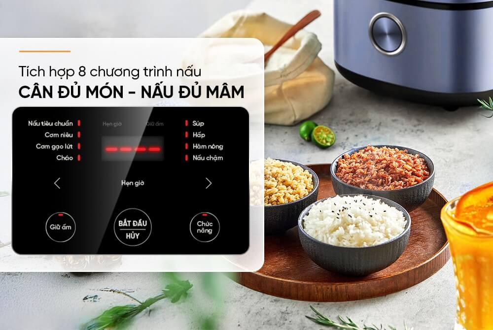 Nồi cơm điện tử 1. 8l sunhouse shd8916 11 Nồi cơm điện tử 1.8L Sunhouse SHD8916 8 chế độ nấu