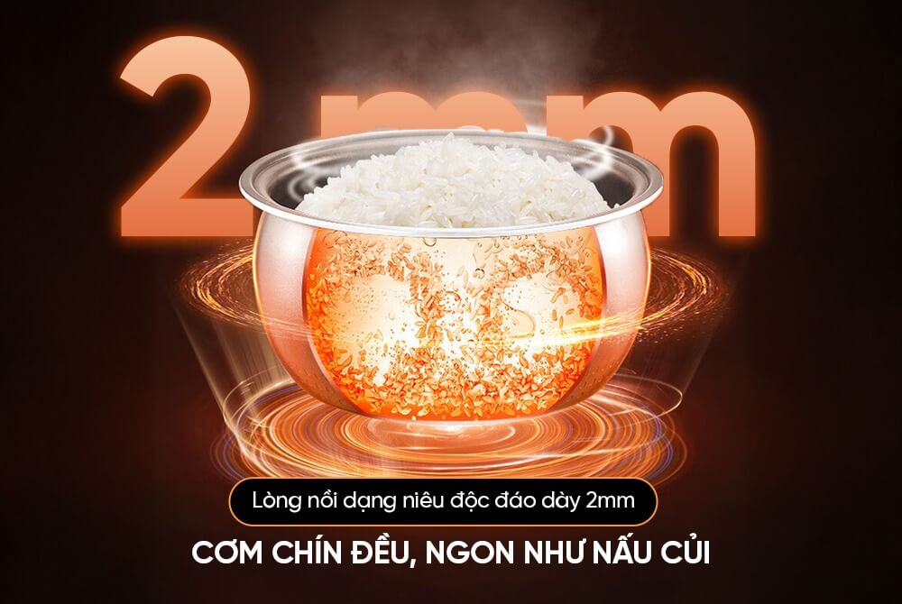 Nồi cơm điện tử 1. 8l sunhouse shd8916 10 Nồi cơm điện tử 1.8L Sunhouse SHD8916 lòng hợp kim nhôm dày 2mm