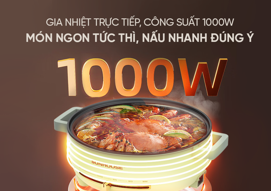 Lẩu điện đa năng 4l sunhouse shd4540 8 LẨU ĐIỆN ĐA NĂNG 4L SUNHOUSE SHD4540 CÔNG SUẤT 1000W