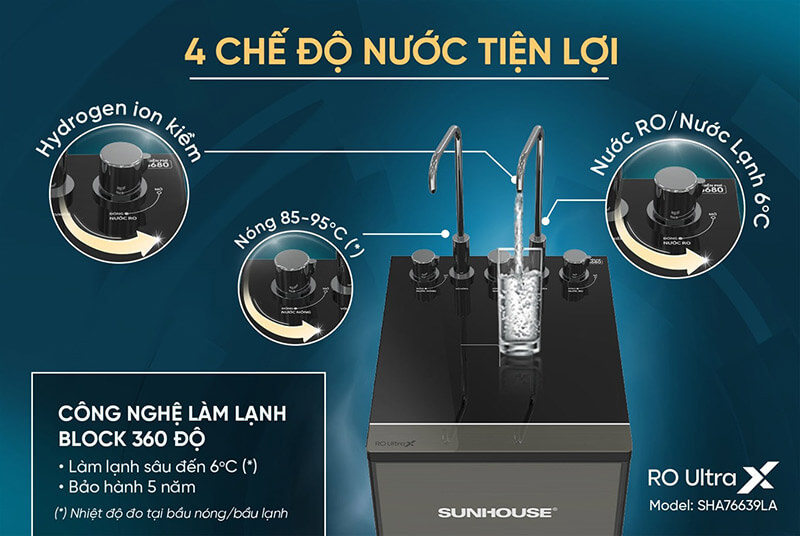 Máy lọc nước ion kiềm hydrogen ultrax sunhouse sha76639la 6 Máy lọc nước ion kiềm Hydrogen UltraX SUNHOUSE SHA76639LA