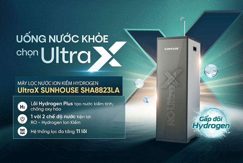 Máy lọc nước ion kiềm Hydrogen SUNHOUSE UltraX SHA8823LA
